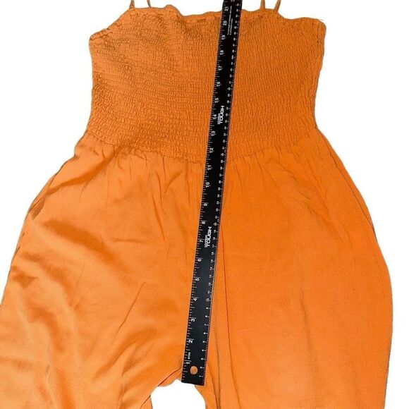 Main Strip- Women’s Golden Mustard Maggie Festival Smocked Jumpsuit Wide Leg, Lg - Picture 13 of 16